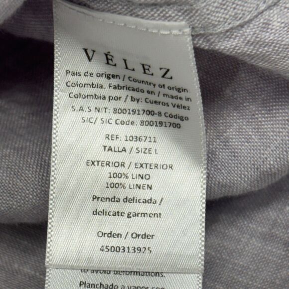 Velez Artisan Men 100% Linen Button Shirt Top Size Large Semi Fit D034 -23 - Picture 7 of 16